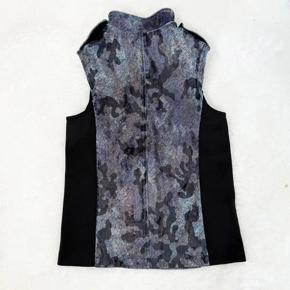Weissman Silver Purple Sleeveless Dance Top and Matching Black Leggings Set / St